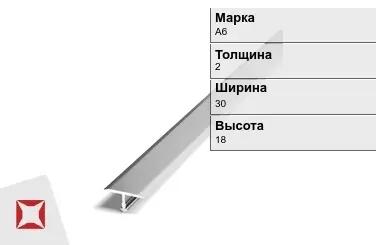 Алюминиевый профиль белый А6 2х30х18 мм ГОСТ 8617-81 в Семее