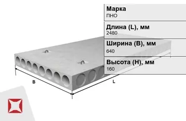 Облегчённые плиты перекрытия ПНО 25-6,4-8 2480x640x160 мм в Семее