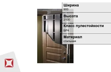 Пуленепробиваемая дверь с порошковым покрытием 900х2100 мм в Семее